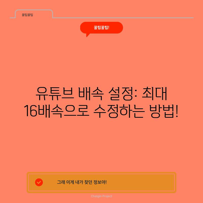 유튜브 배속 설정: 최대 16배속으로 바꾸는 방법