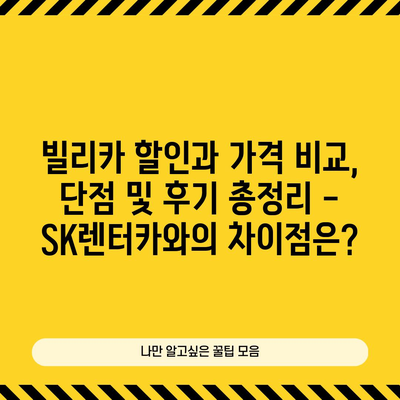 빌리카 할인과 가격, 단점: SK렌터카와 비교