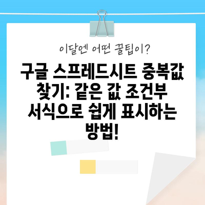 구글 스프레드시트 중복값 조건부 서식으로 표시하기