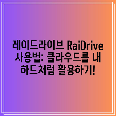 레이드라이브(RaiDrive) 사용법: 클라우드를 드라이브처럼
