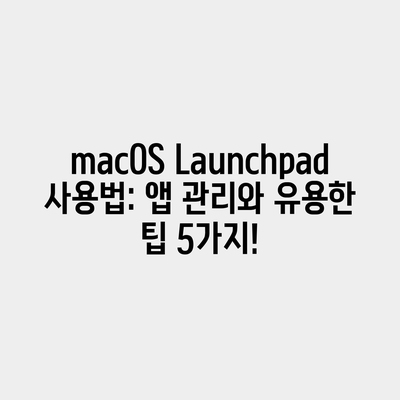 macOS 런치패드(Launchpad) 사용법과 앱 정리