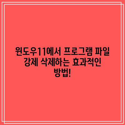 윈도우11 프로그램 파일 강제 삭제 방법