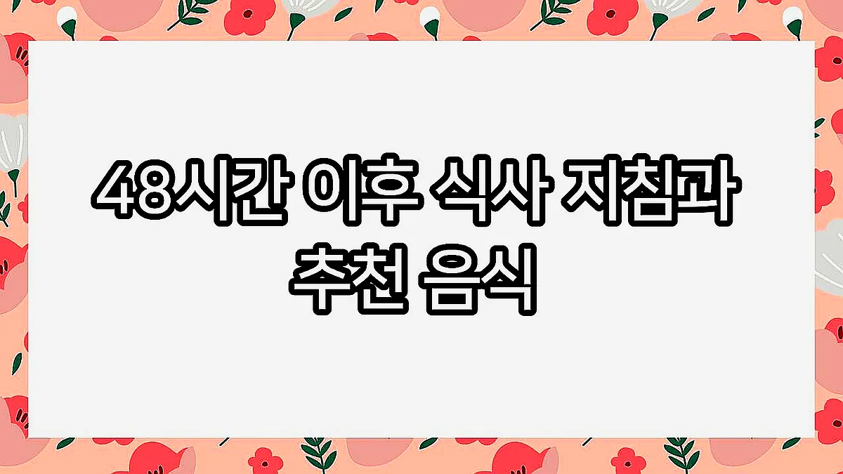 글의 48시간 이후 식사 지침과 추천 음식 이미지 글의 48시간 이후 식사 지침과 추천 음식 이미지