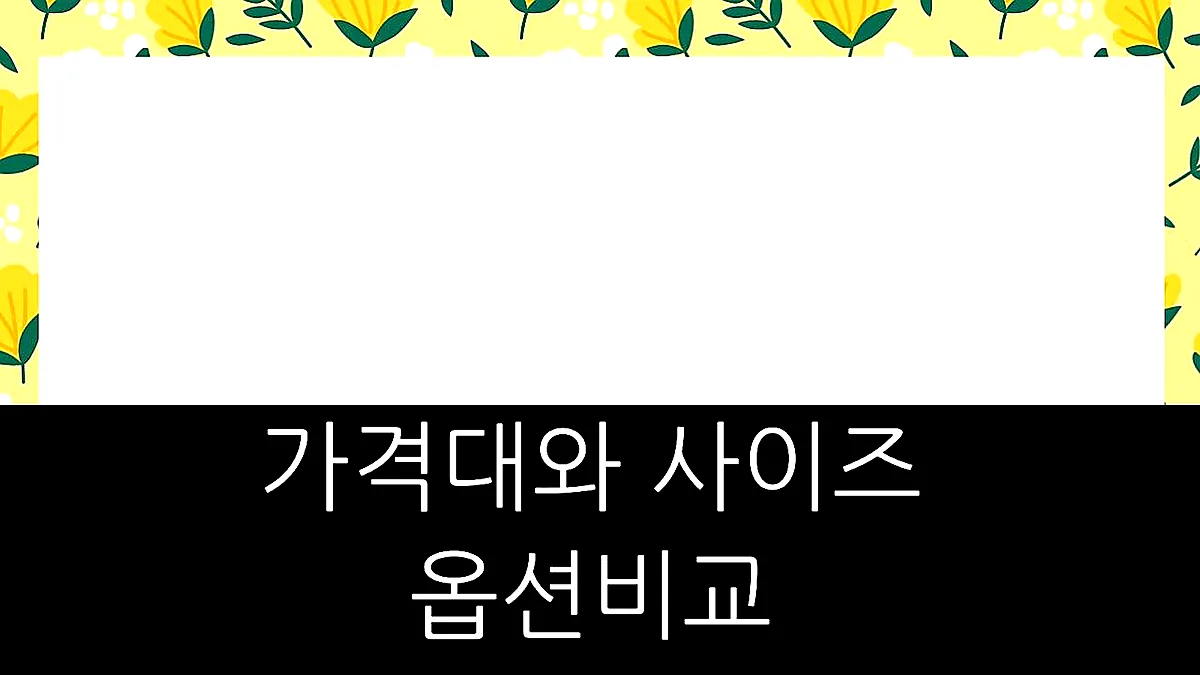 글의 가격대와 사이즈 옵션 비교 이미지 글의 가격대와 사이즈 옵션 비교 이미지