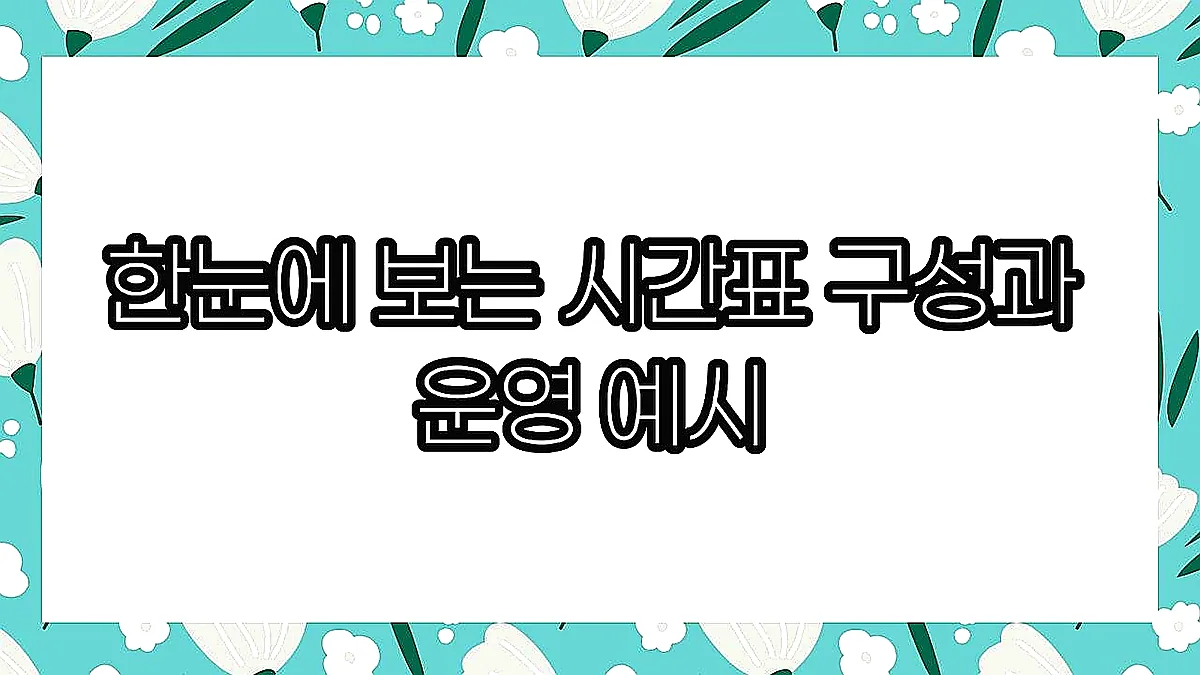 글의 한눈에 보는 시간표 구성과 운영 예시 이미지 글의 한눈에 보는 시간표 구성과 운영 예시 이미지